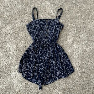 Trixxi clothing company Navy blue and white dots romper size XL